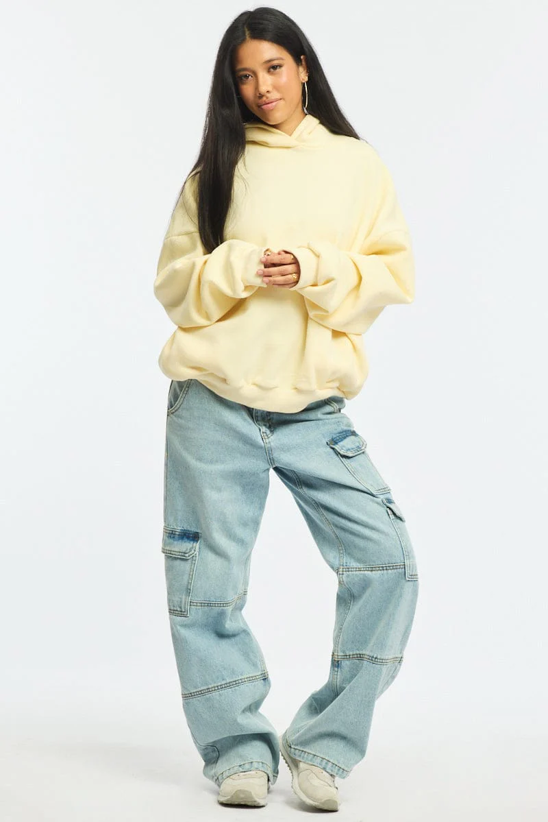 Yellow Graphic Hoodie Sweater Long Sleeve - Image 2