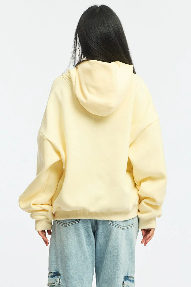 Yellow Graphic Hoodie Sweater Long Sleeve - Image 4