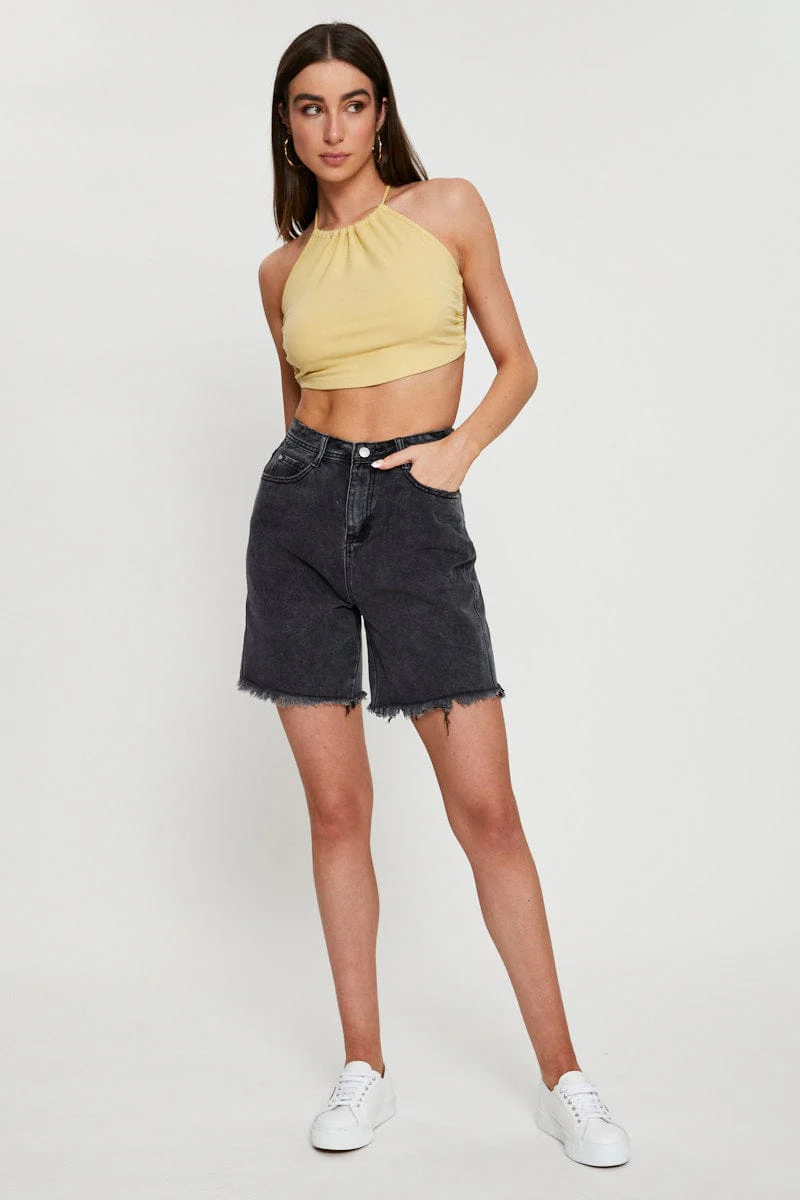 Yellow Halter Top Ribbed - Image 2