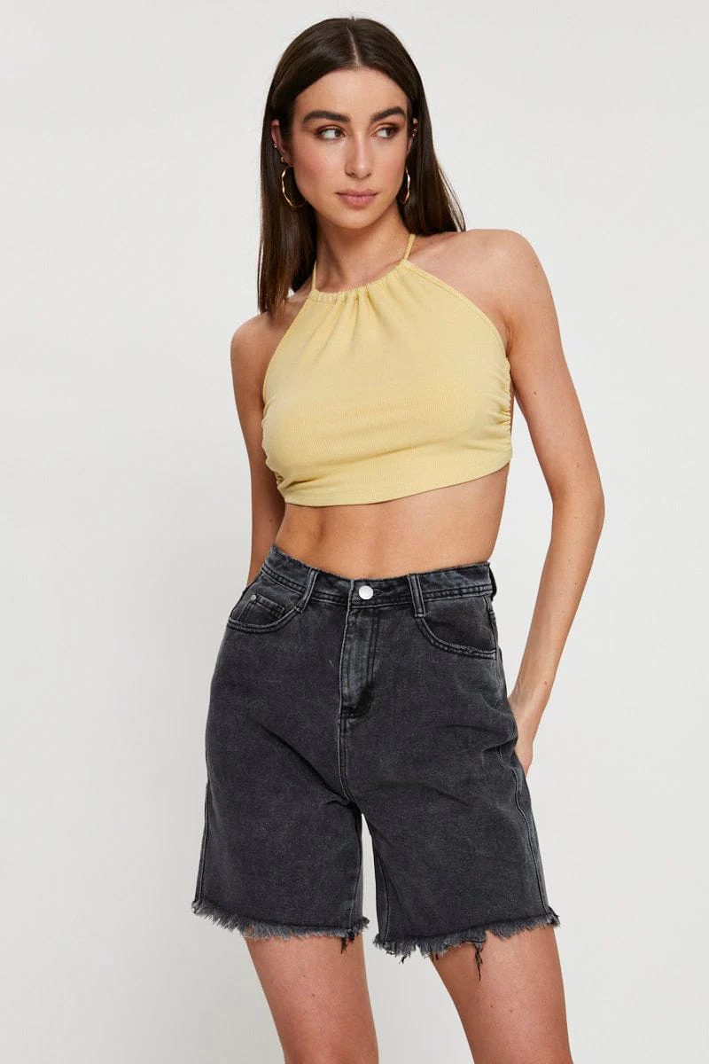 Yellow Halter Top Ribbed - Image 3