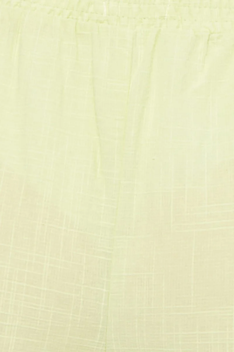 Yellow Linen Blend Elastic Side Slit Wide Leg Pants - Image 6