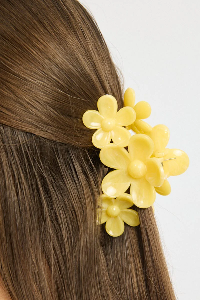 Yellow Marbled Flower Claw Clip - Image 2