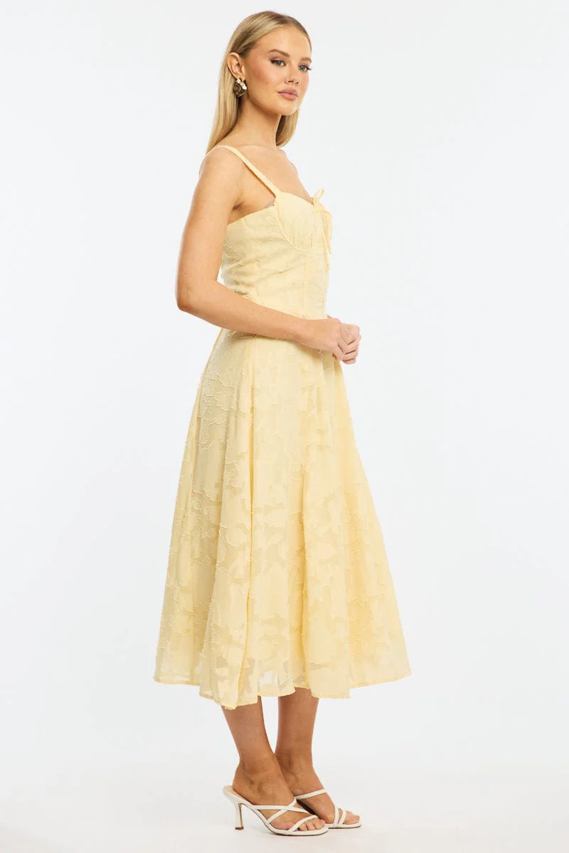 Yellow Midi Dress Burn Out - Image 3