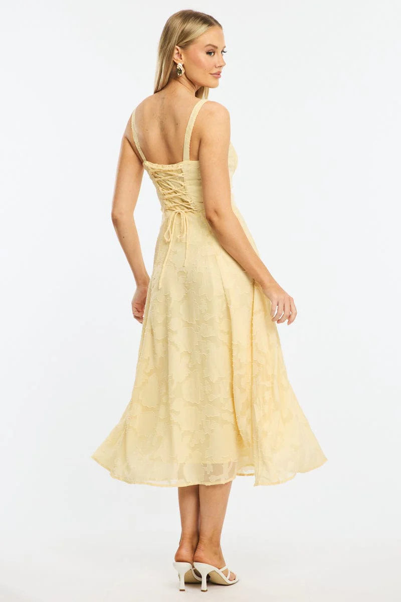 Yellow Midi Dress Burn Out - Image 4
