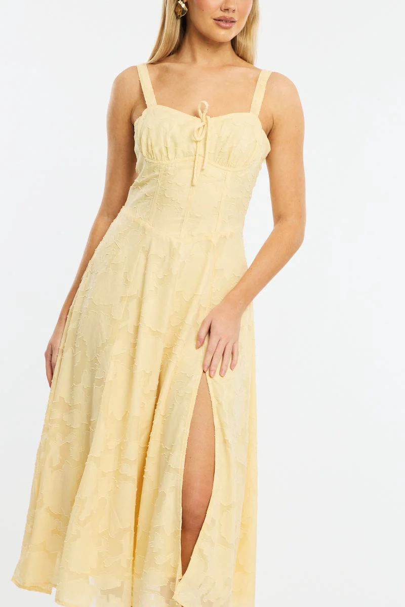 Yellow Midi Dress Burn Out - Image 5