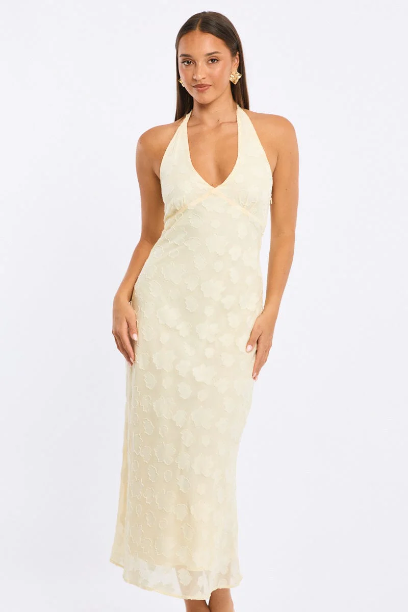 Yellow Midi Dress Halter Neck - Image 2