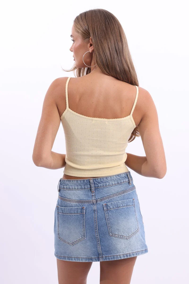 Yellow Pointelle Cami Top - Image 4