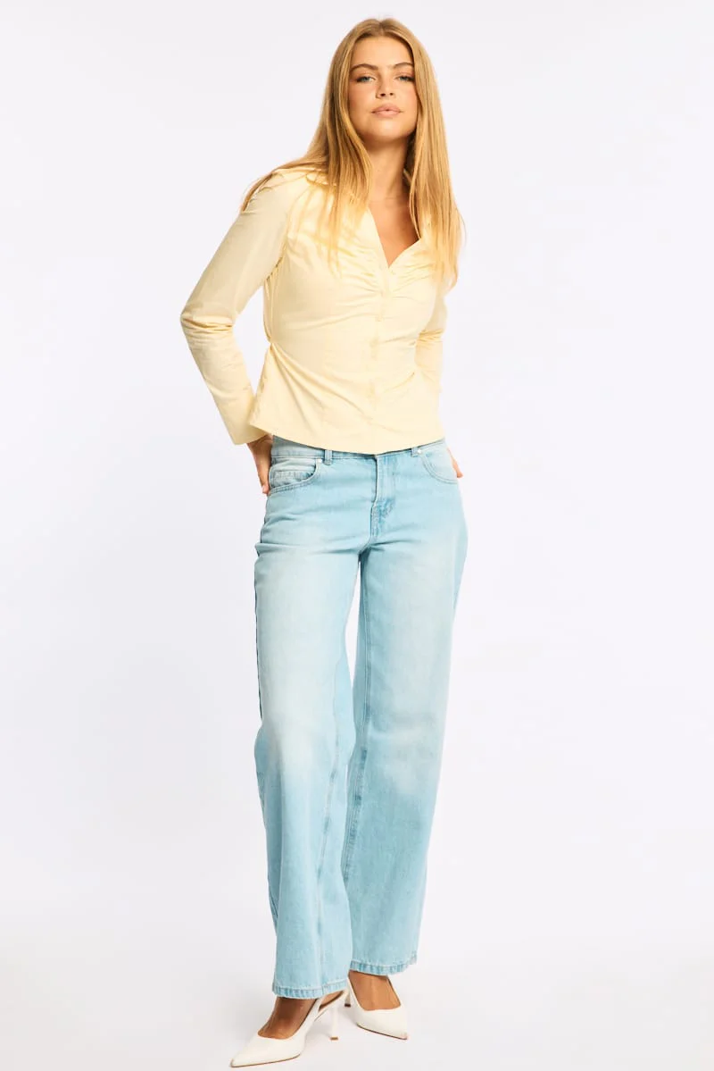 Yellow Skinny Fit Long Sleeve Collared Shirt