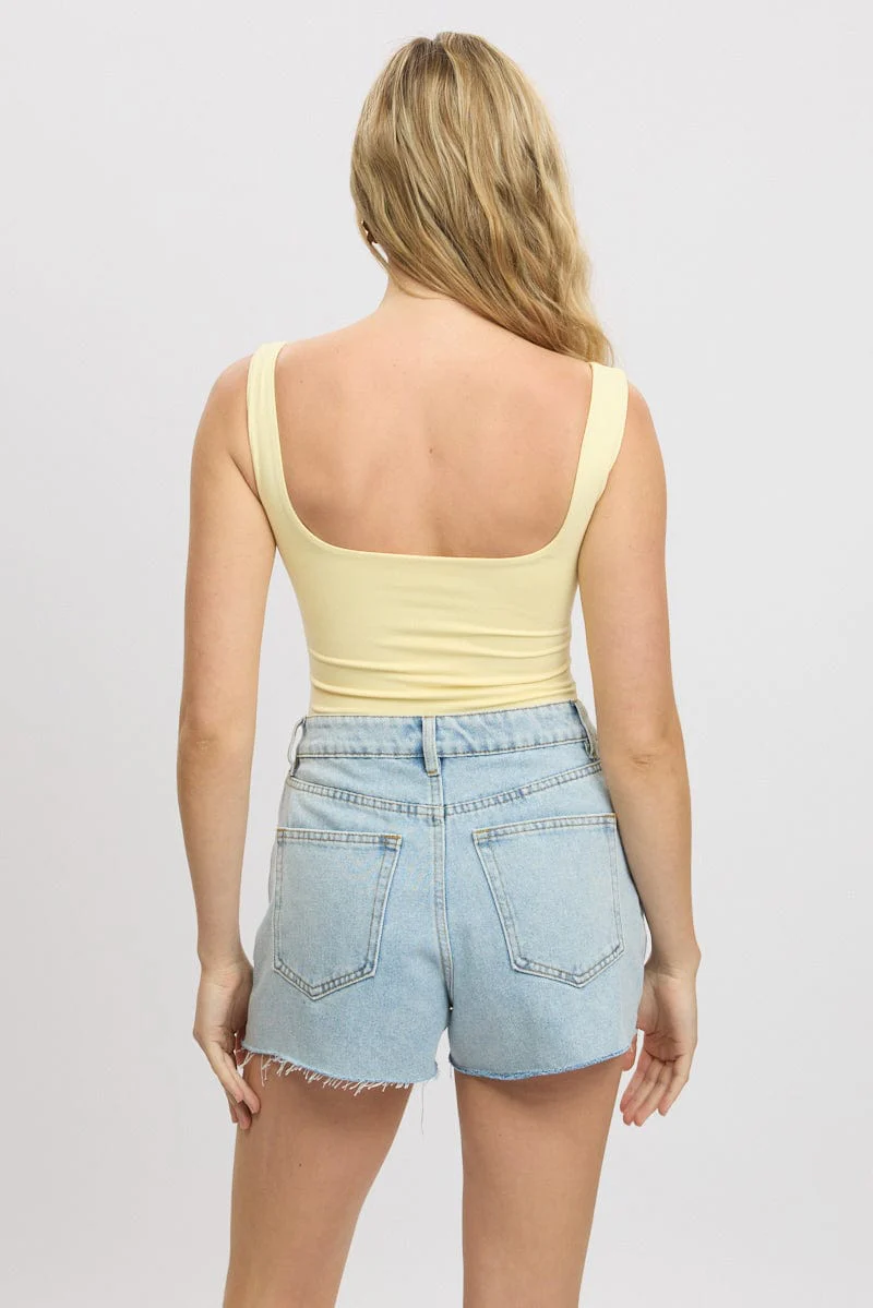 Yellow Square Neck Bodysuit Supersoft - Image 4